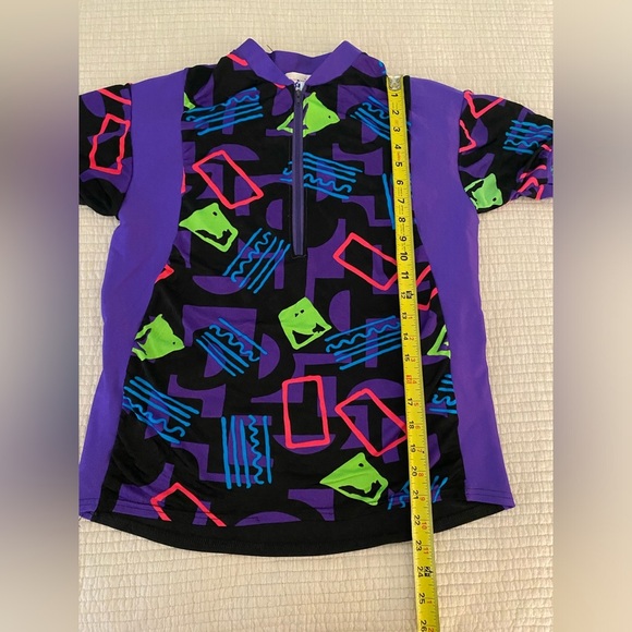 Vintage 90s In Sport USA Cycling Compression  T-shirt Sz Medium Neon Geometric - Picture 2 of 7